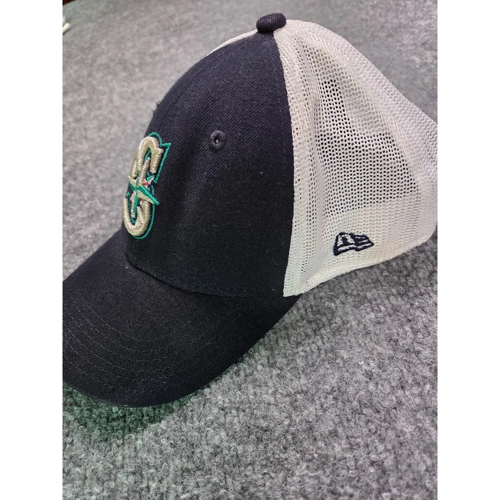 New Era Seattle Mariners‎ Hat Youth Child Navy White Mesh 39THIRTY Trucker Cap
